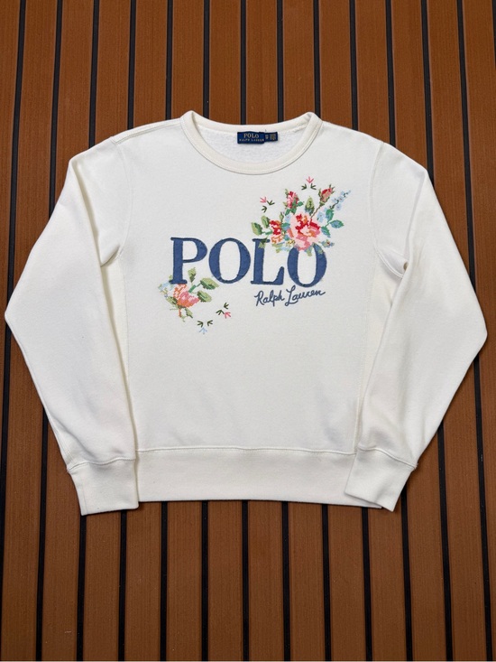 Polo Ralph Lauren Tops - Polo Ralph Lauren Floral Embroidered Logo Crewneck Sweatshirt Womens XS Cream